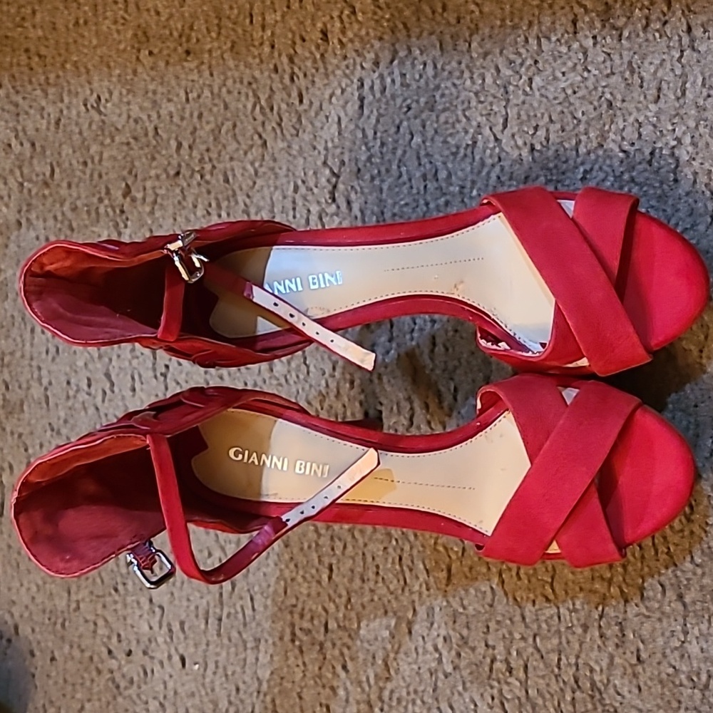Red platform heels